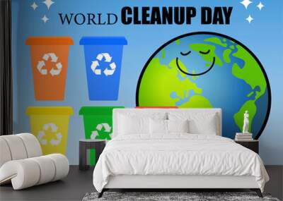 World Cleanup Day illustration. 20 September event. Environmental event. Cleanup day, World Earth Day. Vector illustration. Wall mural